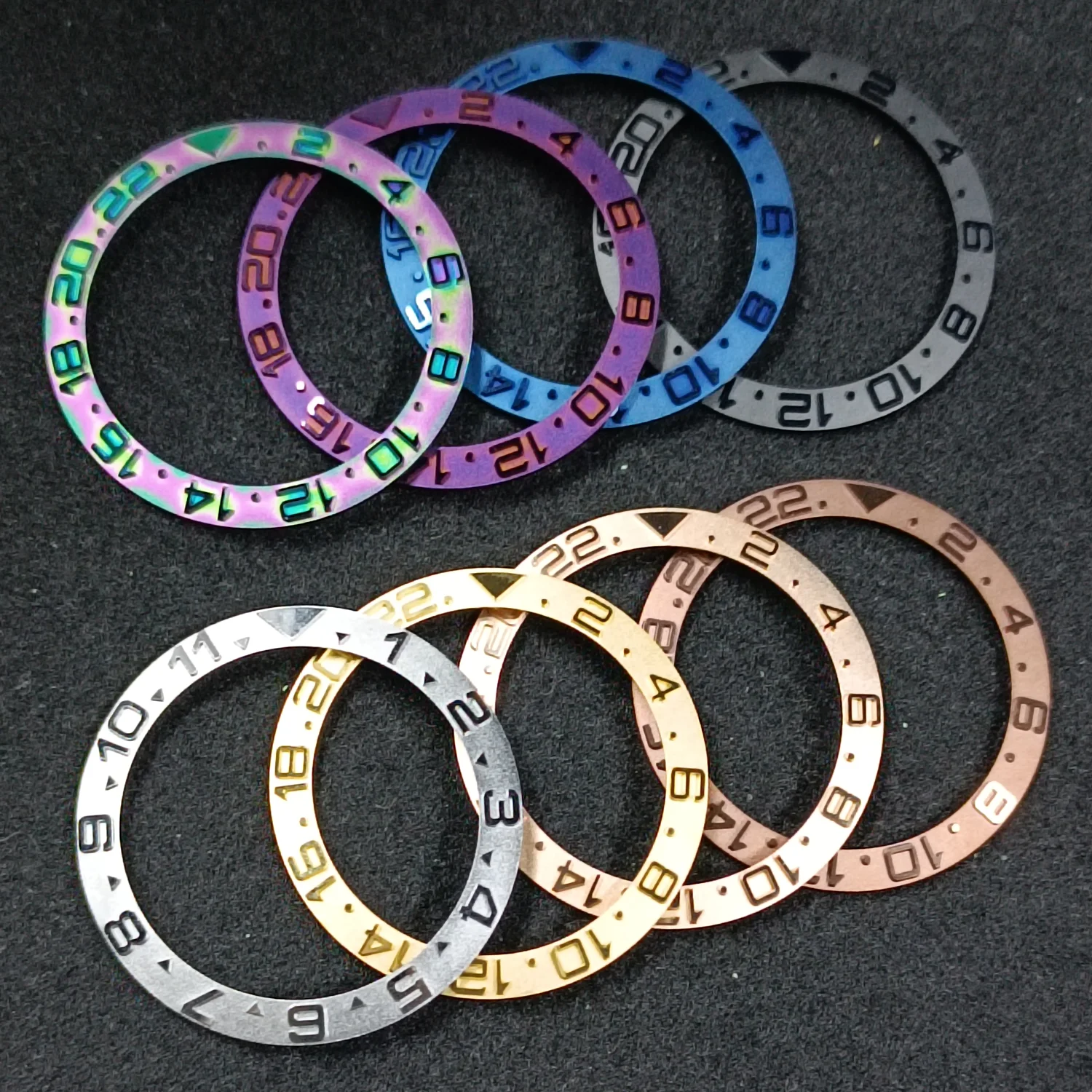 

38mm*30.8mm GMT Bezel Fit 40mm Watch Case Metallic Color Insert Ring Watch Accessories