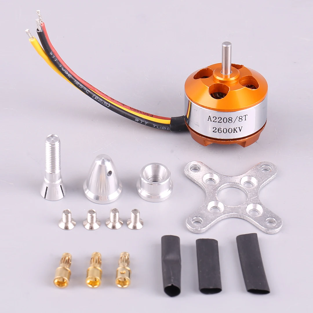 Motor sin escobillas A2208 2208 KV 1100 1400 1800 2600 motor sin escobillas ala fija avión coche jabalí modelo drone