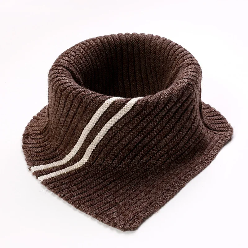 Sciarpa ad anello a triangolo lavorato a maglia in cashmere Donna Autunno Inverno Scaldacollo in lana Moda coreana Fazzoletto da collo a righe Colletto finto morbido