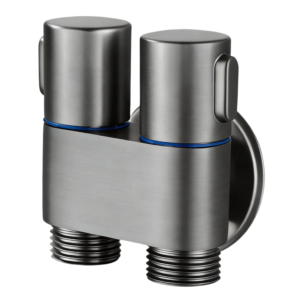 Dual Output Zinc Alloy Angle Valve Wall Mount Bidet Sprayer For Toilet Bowl Bathroom Plumbing Faucet Fixture Silver