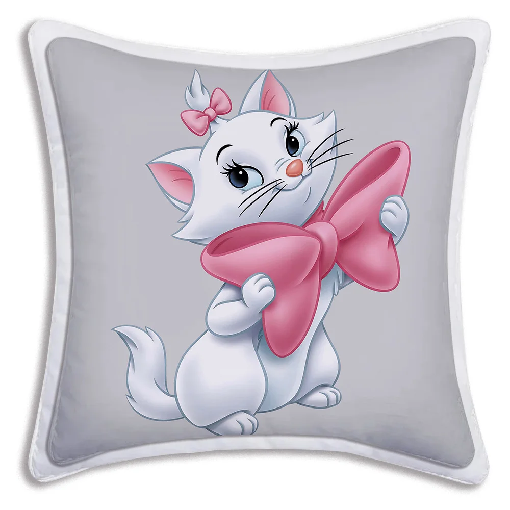 Disney Cute Mary Cat Pillow Covers Cartoon Sofa Decorative Home Double-sided Printing Short Plush Cute Cushion Cover