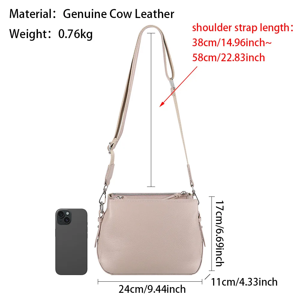 Royal Bagger Genuine Leather Shoulder Crossbody Bags for Women Large Capacity Fashion Multi-compartment Shell Bag 2813