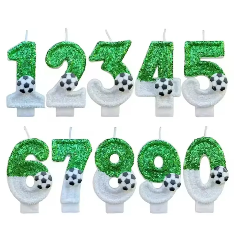 Velas de aniversário para fã de futebol-Velas Cumpleaños número brinquedo inspirado festa celebração bolo toppers para fãs de futebol fanático