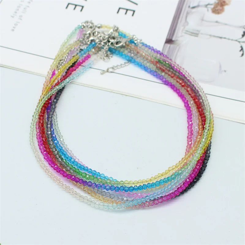 Gradient Color Crystal Rondel Faceted Glass Beads Handmade Choker Female Bohemia Collier Women Necklace Jewelry Gift