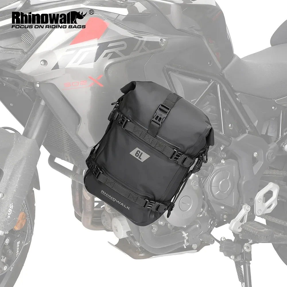 Rhinowalk Motorcycle Crash Bar Dry Bag 100%Waterproof Motor Bumper Bag 6L Large Capacity Outdoor Pannier Tank Side Bag Tool Pack