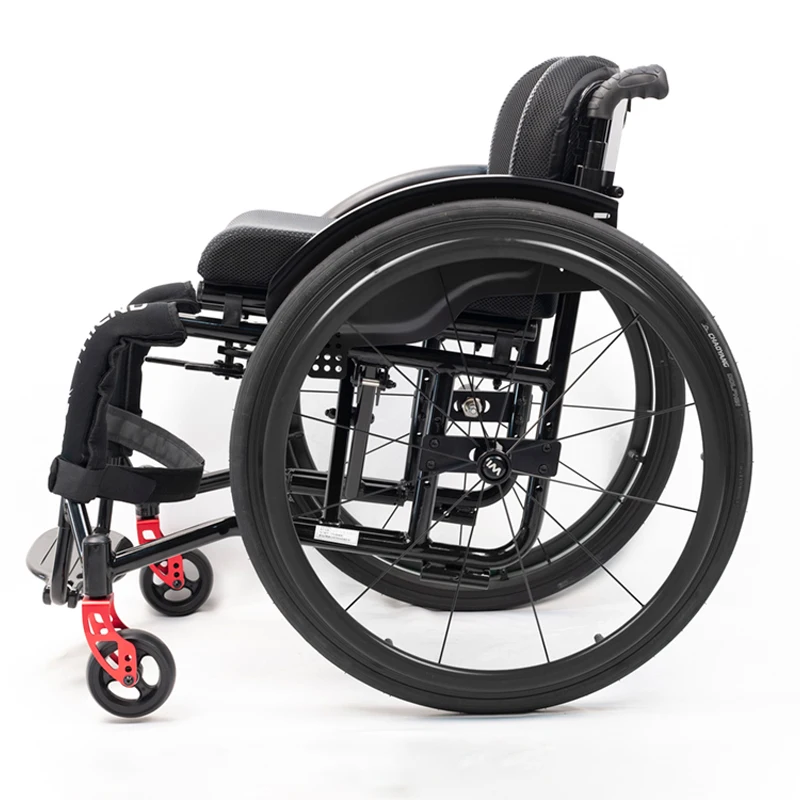Comfortable  Aluminum Alloy    Light Lightweight Folding Manual Sport Wheelchair for Disabled Adult Portable Safe Travel