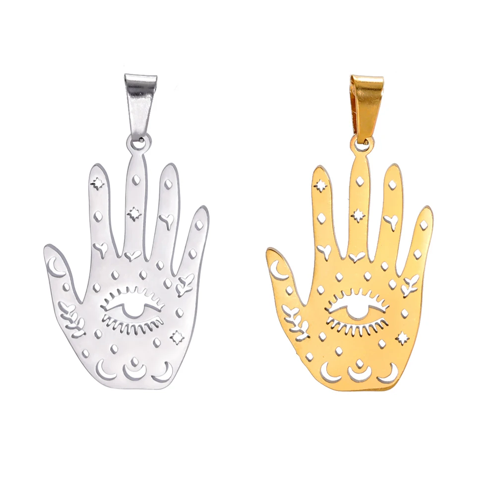 

5pcs/Lot Stainless Steel Hamsa Hand Charms For Jewelry Make Diy Necklace Earrings Charm Lucky Amulet Pendant Accessory Wholesale