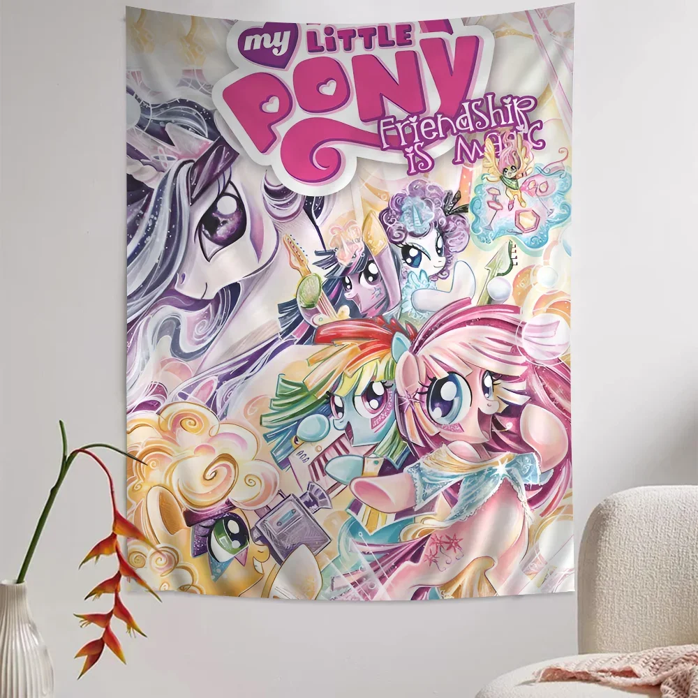 Cute M-My Cartoon P-Pony L-Little Anime Tapestry Hanging Tarot Hippie Wall Rugs Dorm Home Decor