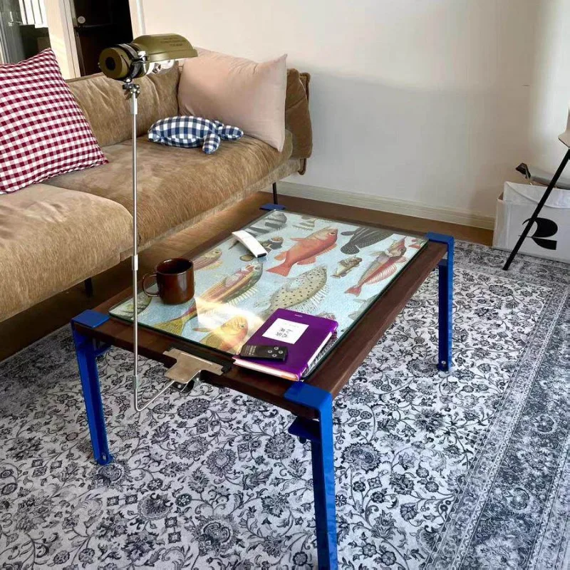 Blue Iron Table Legs No-Drill DIY Furniture Feets for Coffee Table Mobile Support Leg Space Saving Removable Stand for Office
