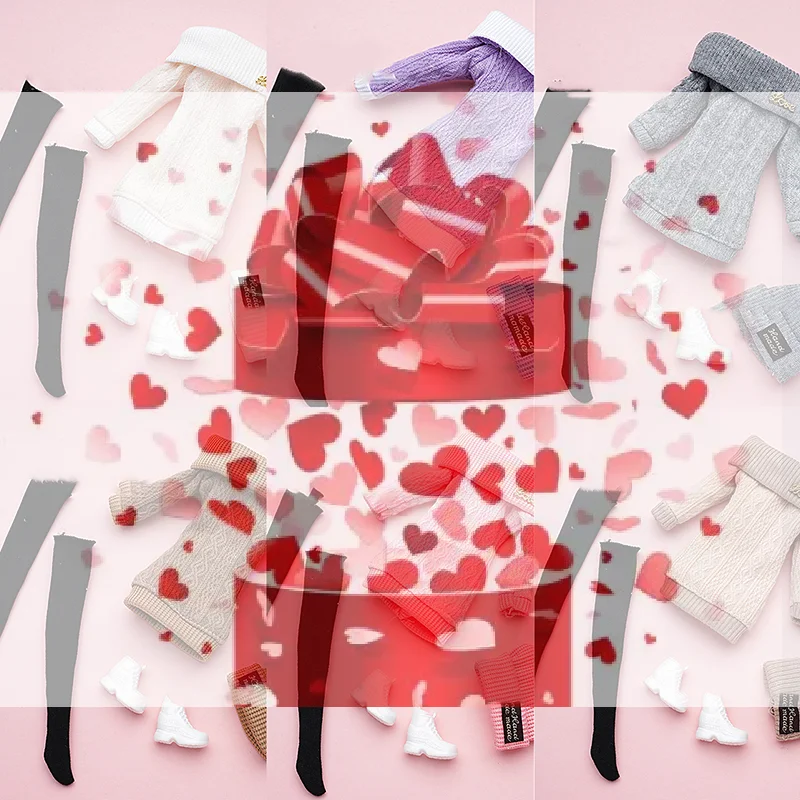 【BS】1Set 30cm Doll's Clothes Suit Dress Up Accessories Sweater Hat Stockings Suit Girl Play House Toy