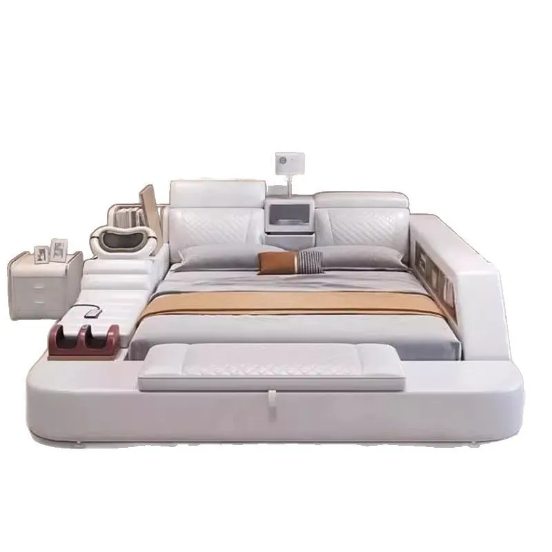 

Modern projector tatami bed massage multi-function, double bed large apartment
