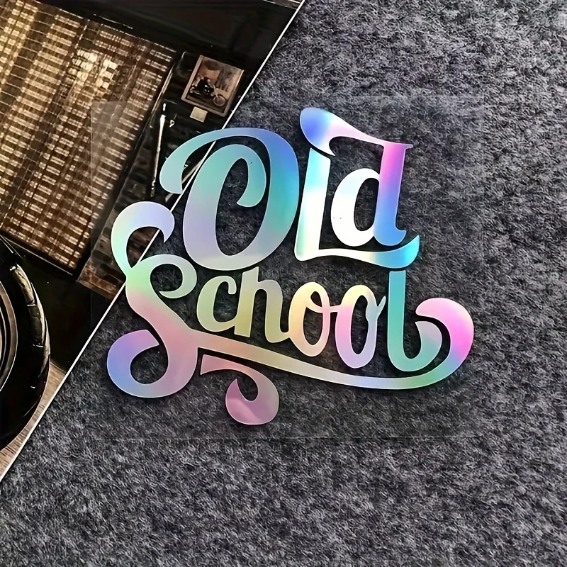 1Pc Old School Retro Lettering Vinyl Decal, Windproof Sticker for Motorcycle Helmet & Fuel Tank Decor