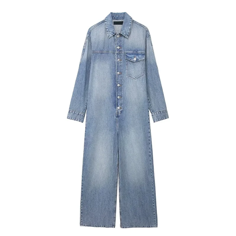 Tangada 2024 Women Oversized Denim Jumpsuit Sleeveless Female Elegant Jumpsuit 3H0170