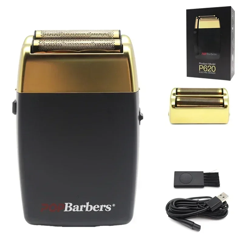 11000 RPM POP Barbers P620 Professional Electric Men's Beard Trimmer Double Foil Shaver Electric Shaver USB Hair Cutting Machine image 3