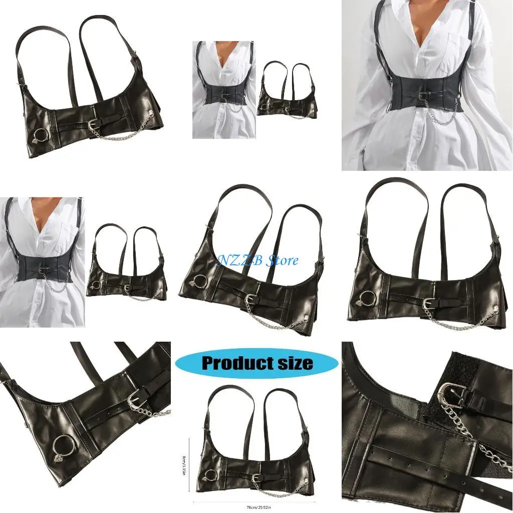 T21F Punk Underbust Riem voor Vrouwelijke Modieuze Body Corset Harnas Riem Tailleband Rollenspel Vrouwen Riem Kostuum