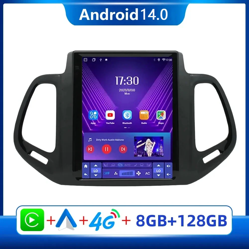 

9.7 Inch Android 14 For Jeep Compass 2 MP 2017 -2019 2020 Car Radio WIFI Wireless Carplay Auto DSP Player BT Multimedia RDS 4G