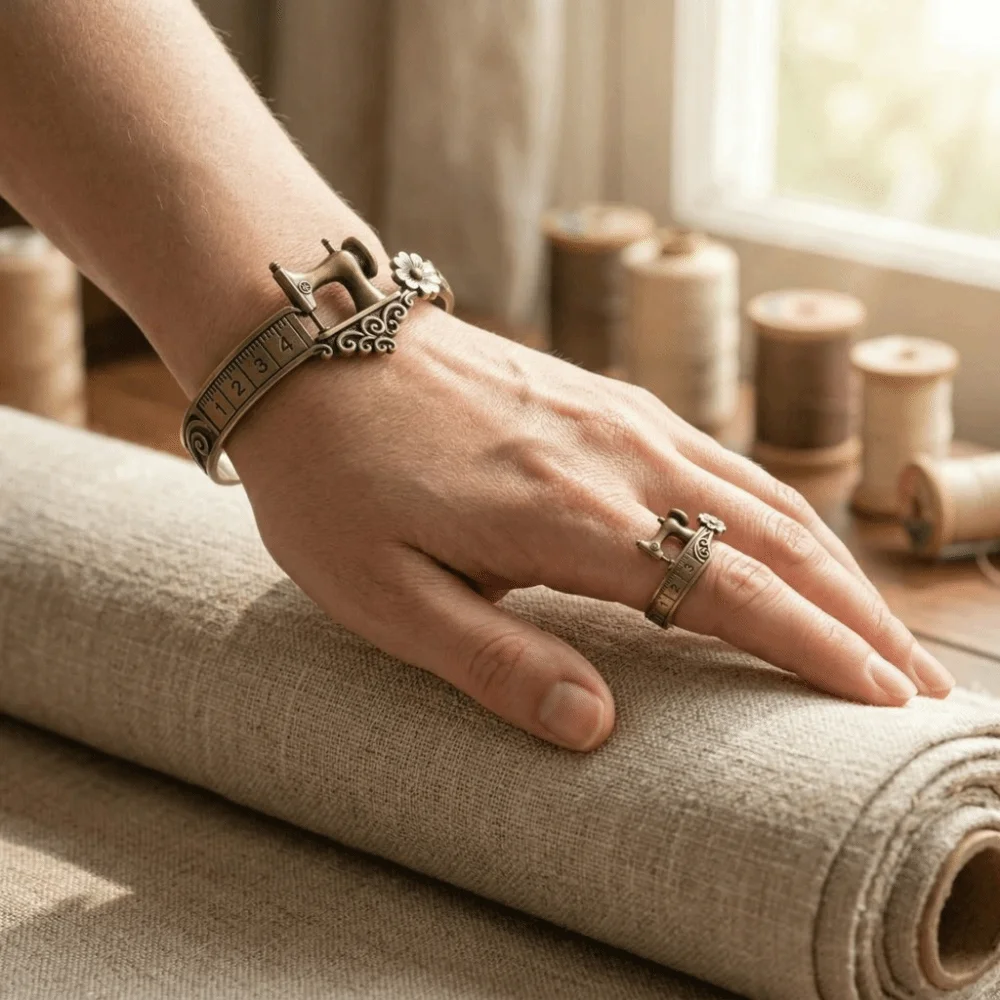 Gift Elegant Sewing Machine Bracelet Metal Unique Adjustable Cuff Bracelet Vintage Craft Design Finger Ring Daily