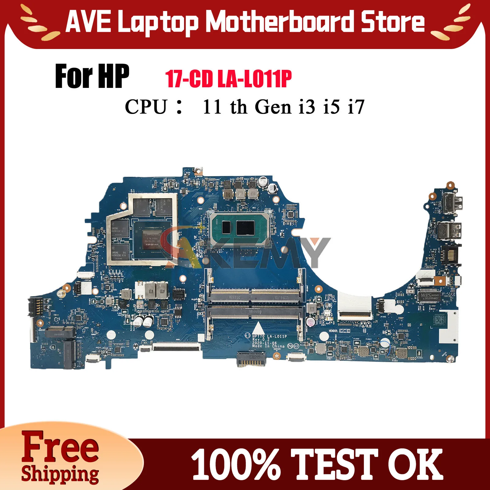 

LA-L011P для ноутбука HP Pavilion 17-CD, материнская плата M43263-601 M43264-601 с процессором i5 i7 11-го поколения GTX1650 RTX3050, 100% тестирование