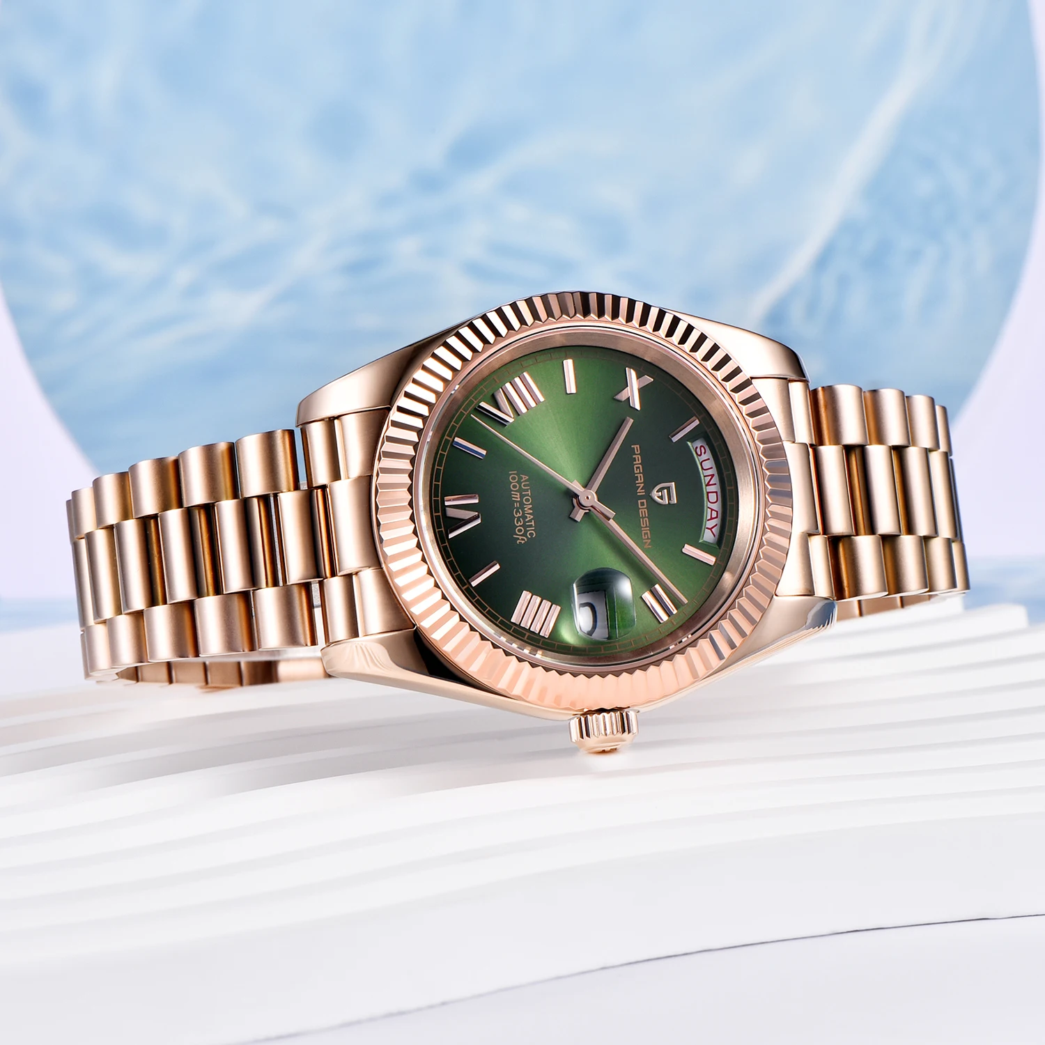 PAGANI DESIGN DD40 Mens Mechanical Watches Rose Gold Luxury Automatic Watch For Men Sapphire Mirror Waterproof Clock Gifts Men