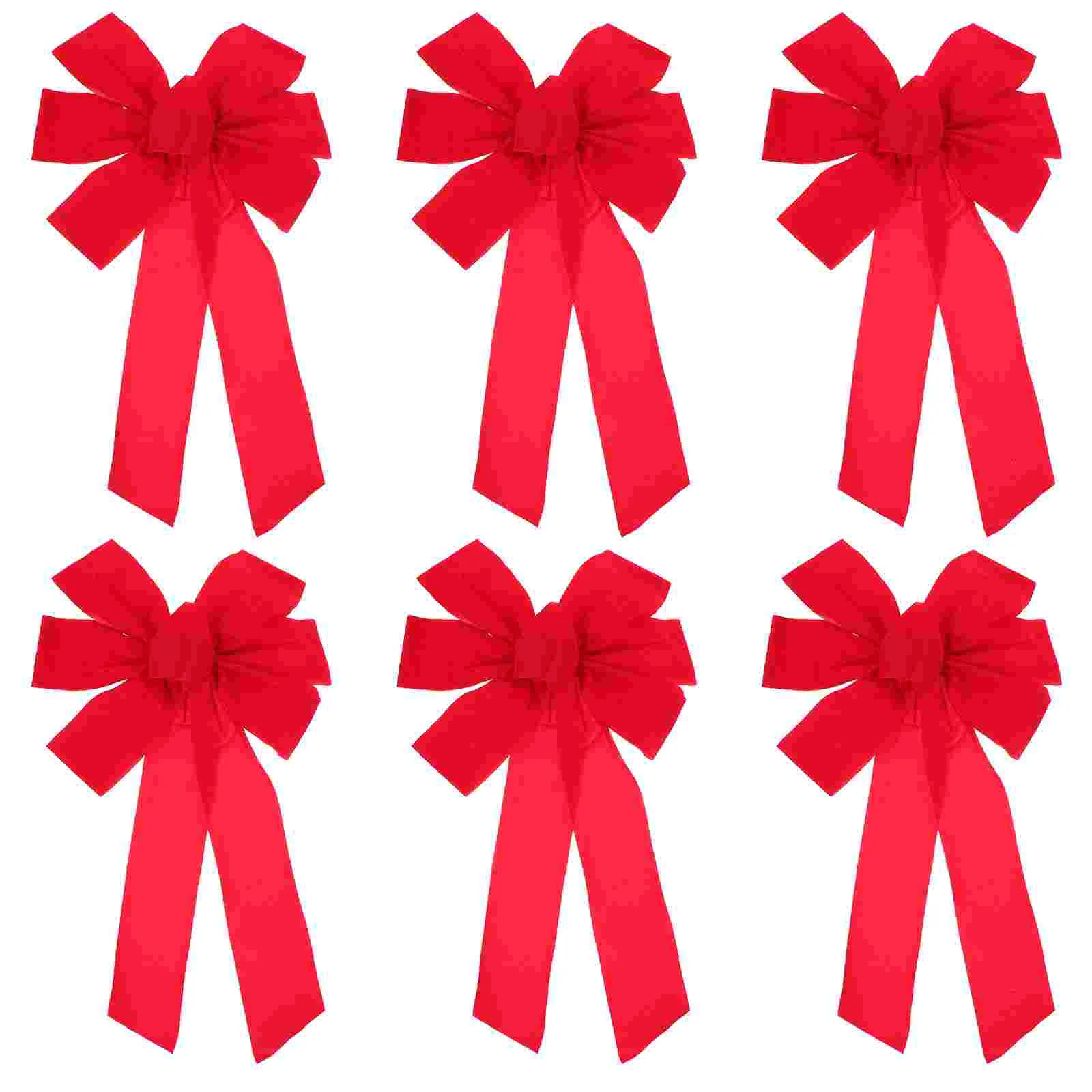 

6 Pcs Bow Tie Christmas Bows Tree Ornament Decorations Xmas Bowknot Garland Decors Halloween Adornment Red