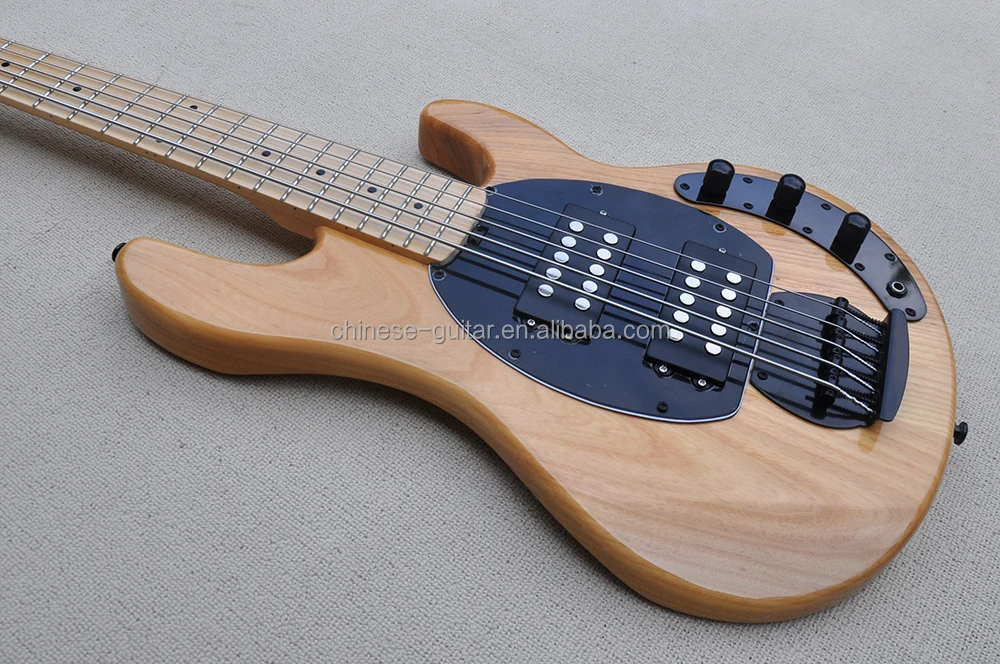 Flyoung 5 Strings Electric Bass Guitar Ash Body Bass Black Hardwares Musical Instruments