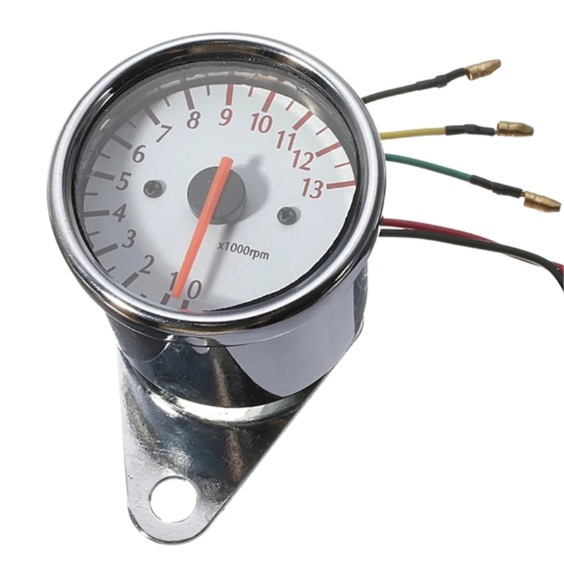 2.5'' Tachometer (White Dial Face, Silver Bezels) for Motorcycle