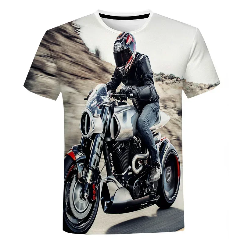 

New Fashion Men and Women Biker 3dT T-shirt Summer Casual Trend T-shirt Round Neck Oversized Harajuku Tops