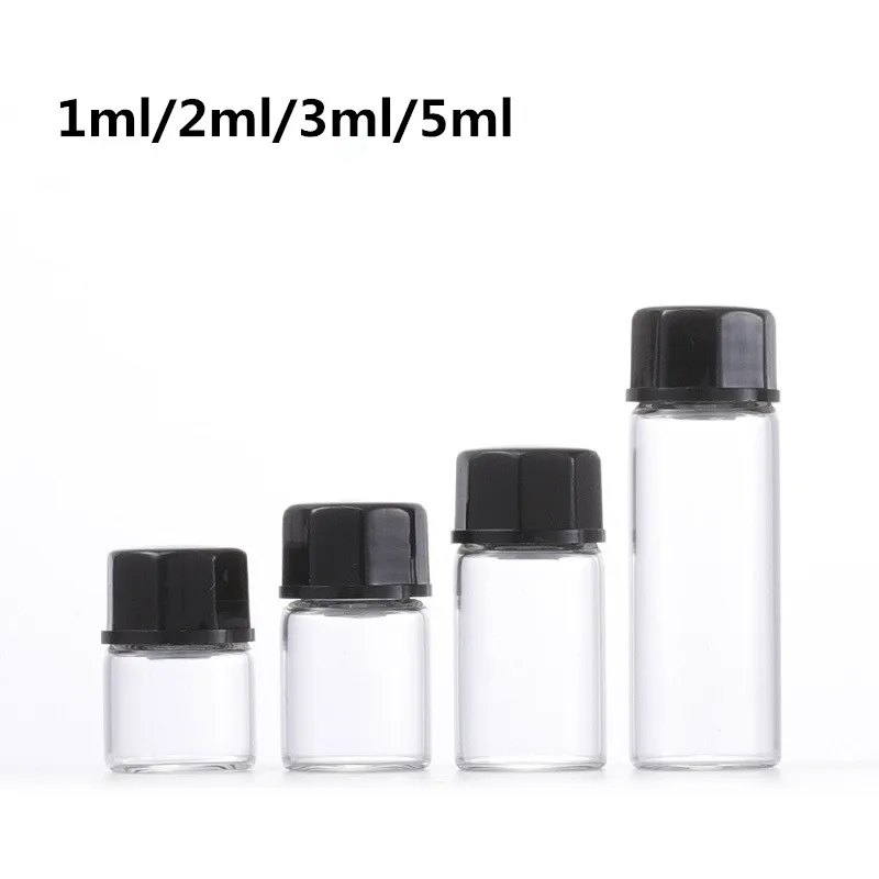 100 szt. 1ml 2ml 3ml 5ml puste przezroczyste szkło Dram olejki butelka oleju cienkie szkło mały perfum fiolki z próbkami testowymi