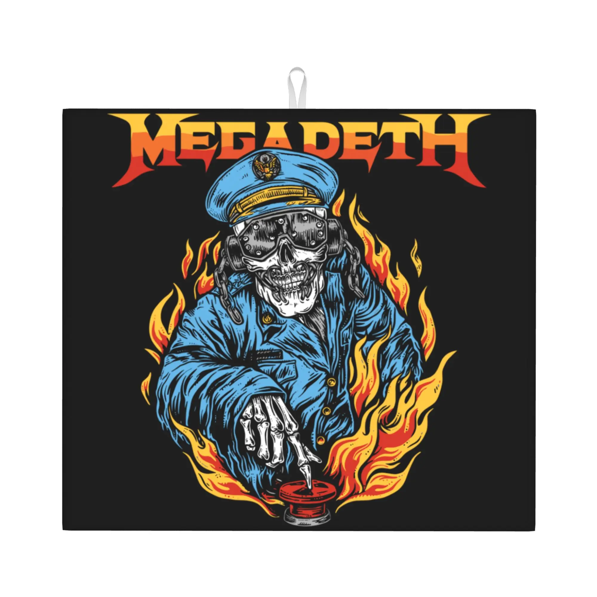 Megadeths Skull Heavy Metal Band Non‑Slip Waterproof Absorbent Barware Tableware Oil Proof Reusable Drying Mat For Kitchen