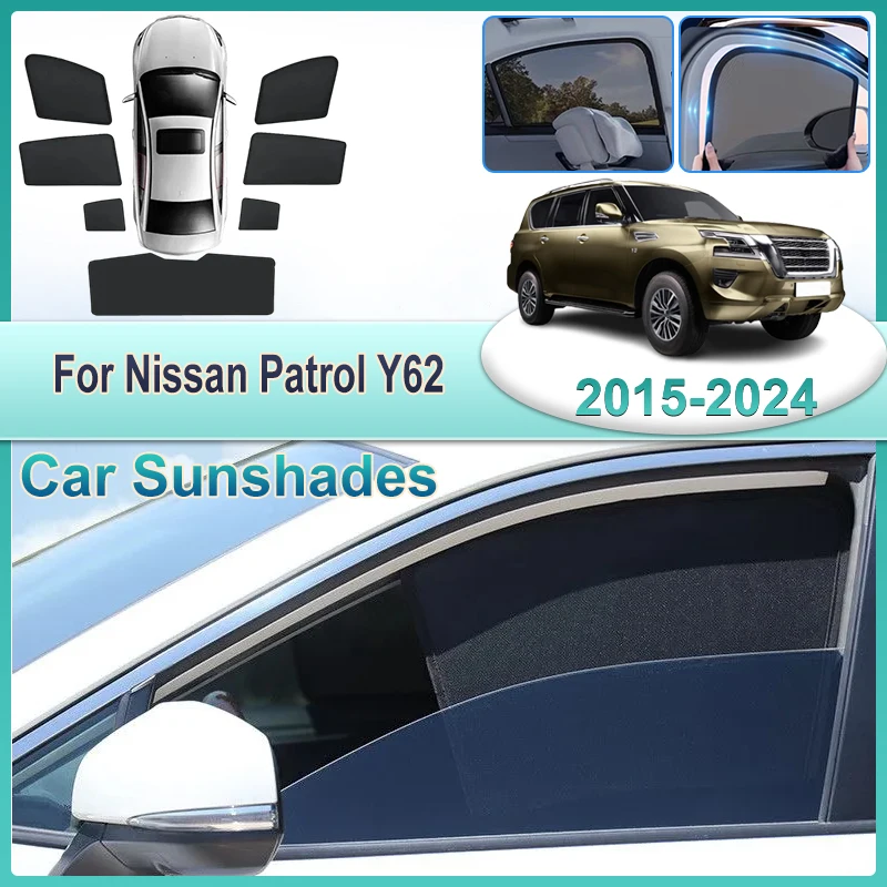 

Car Window SunShades For Nissan Patrol Y62 Accessories 2011 2012 2013-2024 MK6 Anti-UV Shade Privacy Curtain Auto Accessorios