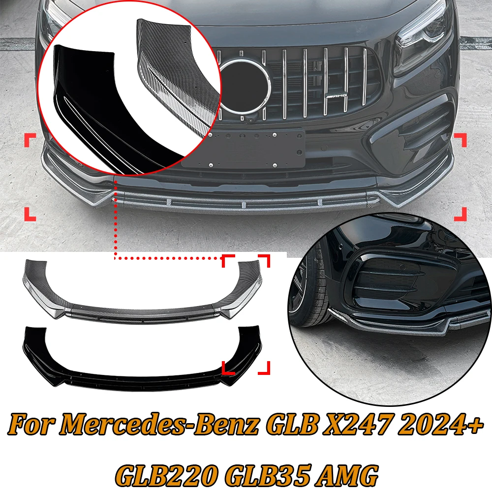 For Mercedes-Benz GLB X247 2024+ GLB220 GLB35 AMG Car Front Bumper Lip Splitter Diffuser ABS Body Kit Cars Exterior Accessories