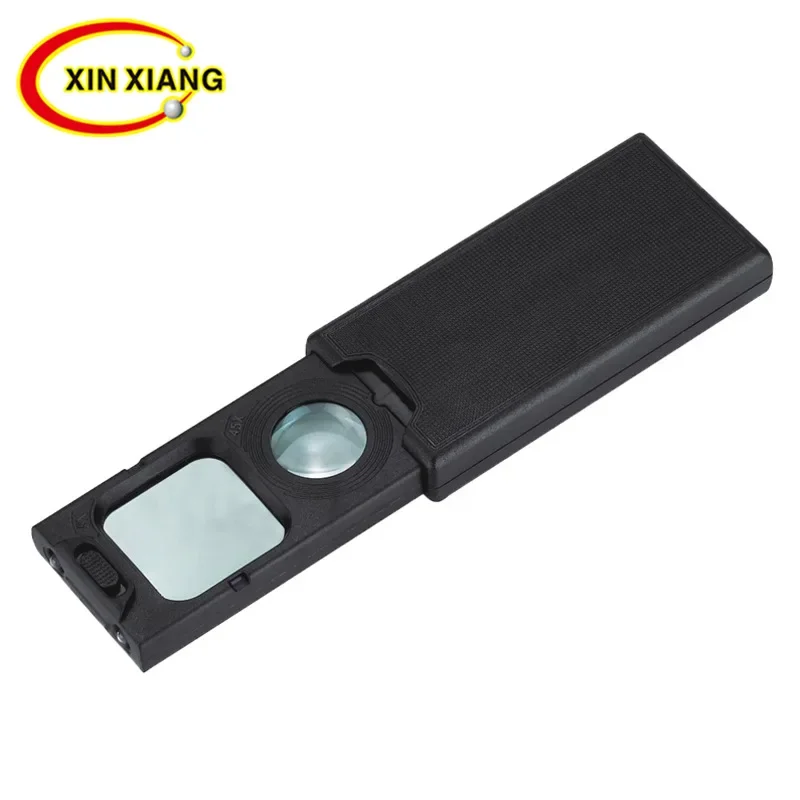 Portable Mini Reading Magnifier 5X 45X Pocket Magnifier for Reading 2 Led Magnifying Glass Jewelry Loupe Stamps Illuminated Lupe