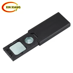 Portable Mini Reading Magnifier 5X 45X Pocket Magnifier for Reading 2 Led Magnifying Glass Jewelry Loupe Stamps Illuminated Lupe