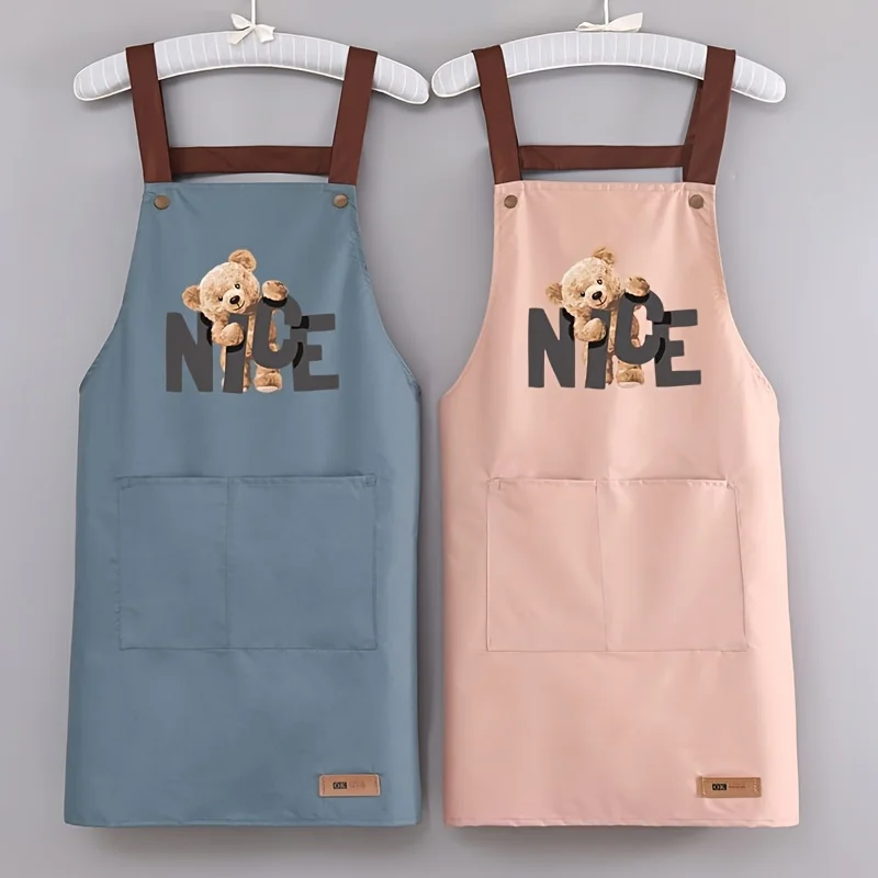 1pc Canvas Kitchen Apron - Waterproof & Oil-Resistant, Perfect for Cooking & Catering