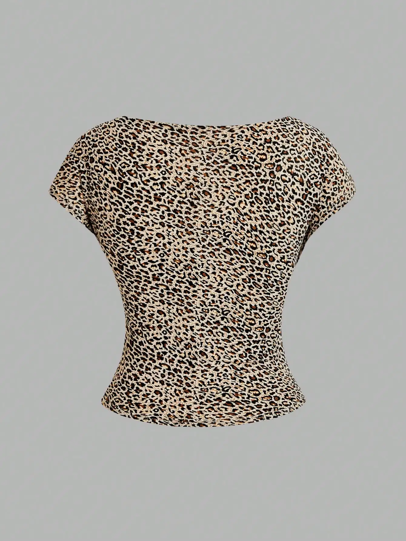 

European and American spring, summer and autumn solid color leopard print with casual backless T-shirt four-piece set