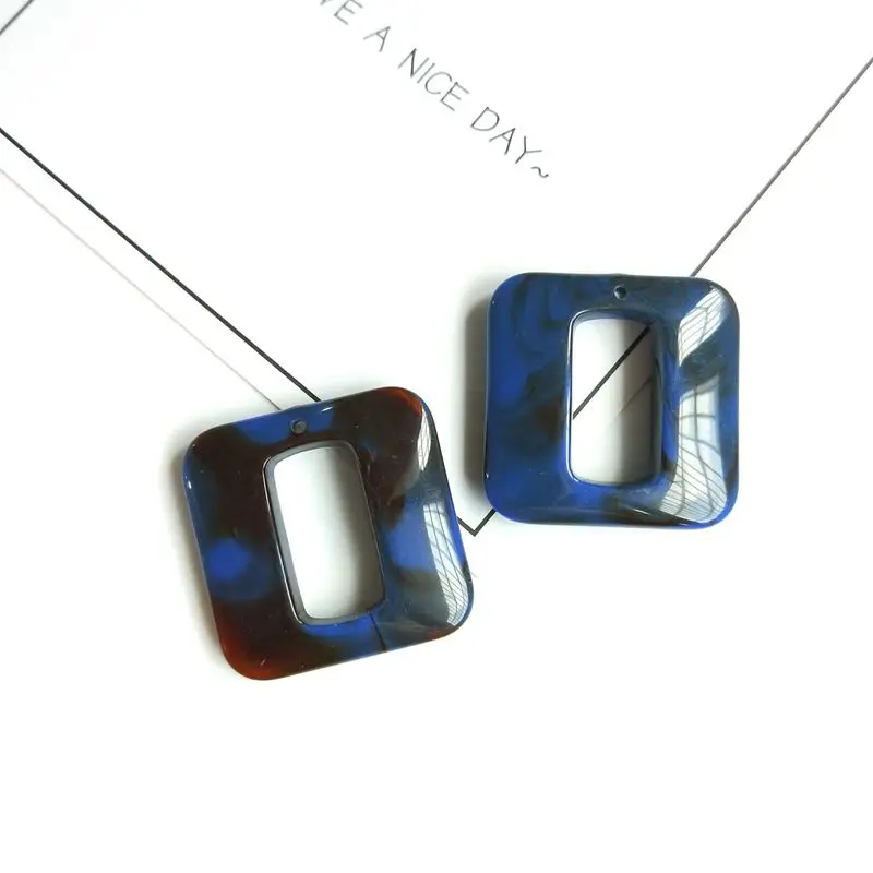 PURPLEGRAPE Fashion Vintage Acrylic Geometric Square Marble Pendant DIY Handmade Earrings Accessories Jewelry 6 Pack