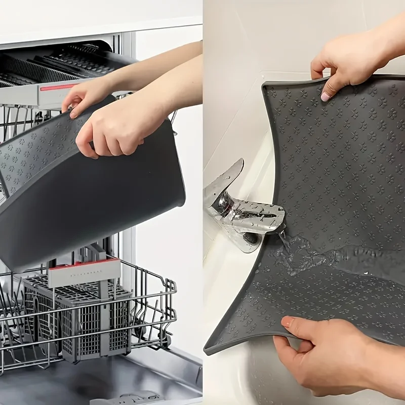 Pet placemat for cats and dogs silicone large lock edge leak-proof non-slip waterproof and spill-proof cleaning supplies