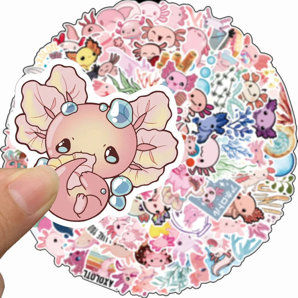 10/30/50/100PCS Axolotl Graffiti Stickers Cute Animal Cartoon Decal Kids Toy Suitcase Scrapbook Diary Phone Laptop Sticker Pack