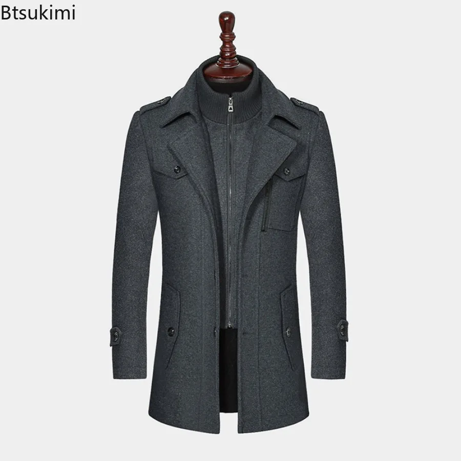 2025 Men's Fashion High-End Business Woolen Coat Atmosphere Long Thickened Wool Overcoat Autumn Winter Middle-Aged Stylish Coats