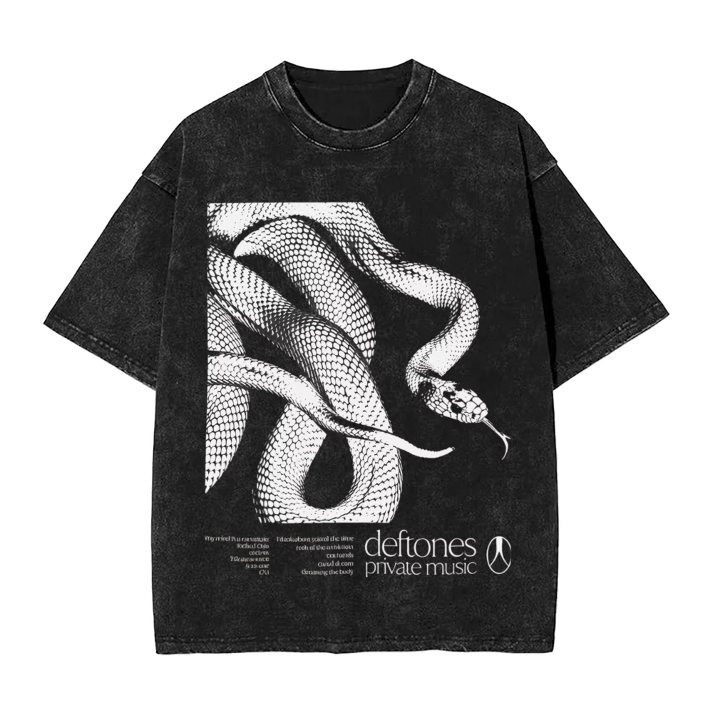 Washed  New Arrival Mens Clothes Tee Shirt Homme Graphic T-Shirts Men Tshirt for Men Ropa Hombre Deftones Snake Singer Printed