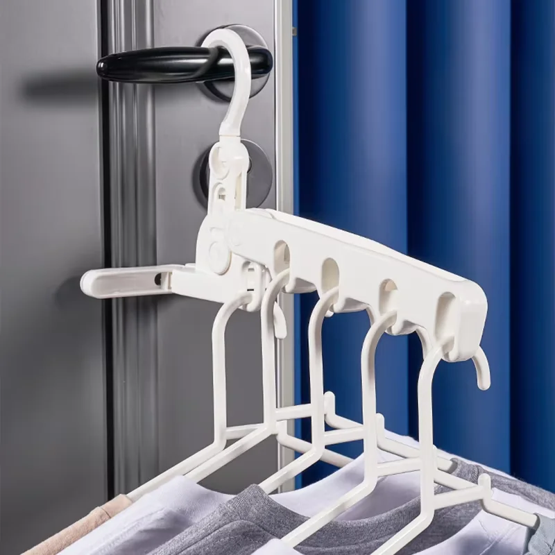 

Foldable Magic Clothes Hanger Portable Folding Coat Underware Hanger With 5 Holes Travel Adjustable Clothes Drying Hangers