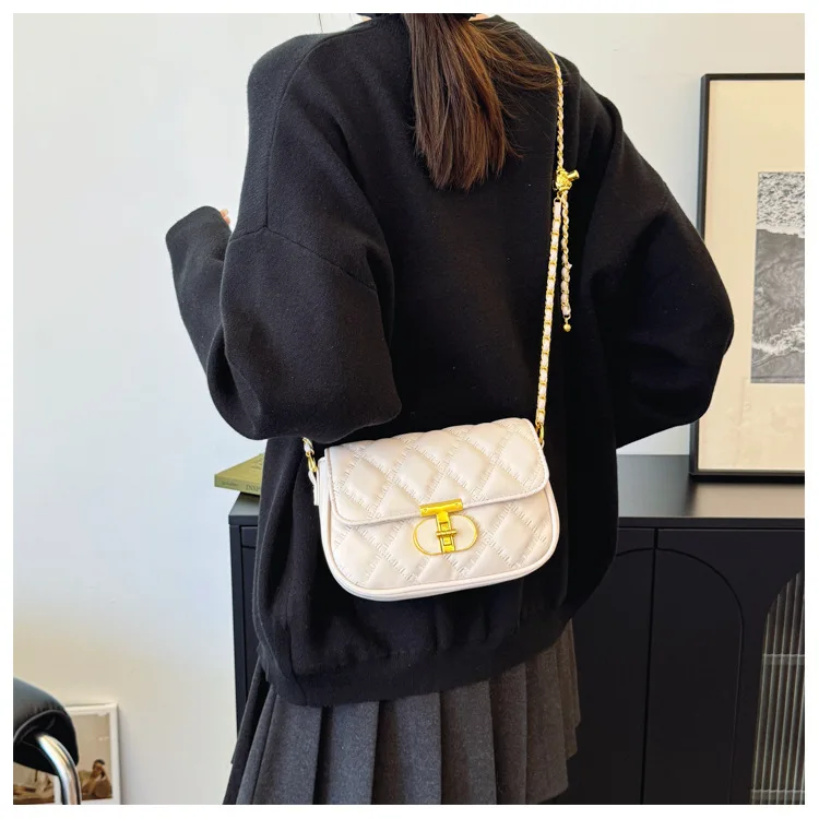 Стильная стеганая женская сумка через плечо с цепочкой - осень 2023, новинка осени, высококачественная квадратная сумка на плечо в корейском стиле под мышками