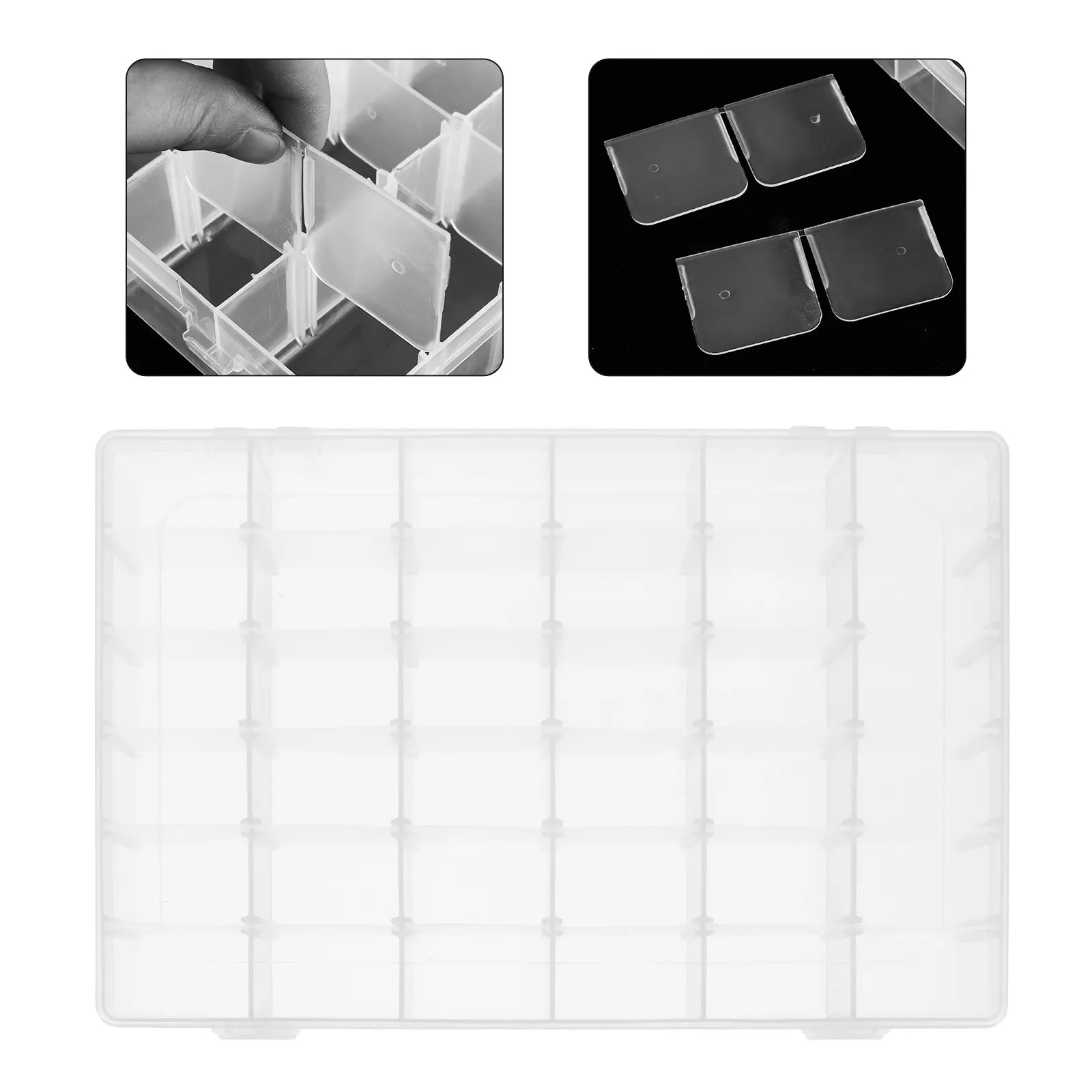 

2Pcs Nail Storage Box 36 Grids Plastic Organizer Transparent Classified Storage Box Fake Nail Display Tray Manicure Tool Holder