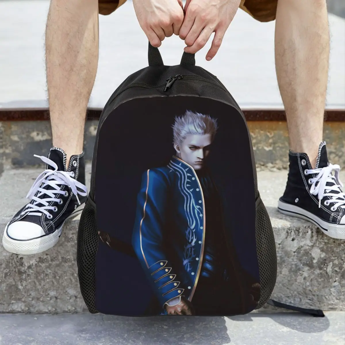 Mochila para estudiantes de la serie Vergil From The Devil May Cry, bolso escolar, mochila de viaje para senderismo, mochila para hombres y mujeres, bolsos de hombro