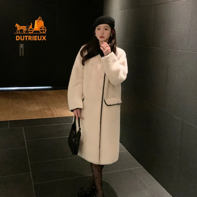 Autumn and Winter Sheepskin Coat for Women, Fashionable Woolen One-piece Genuine Fur Ladies Long Fur Coat Thick Warm Top Jacket