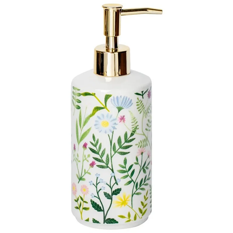 

AT21- Бутылка для шампуня, 430 мл, стильный цветочный узор, дозатор лосьона для дома, принадлежности для ванной комнаты в отеле