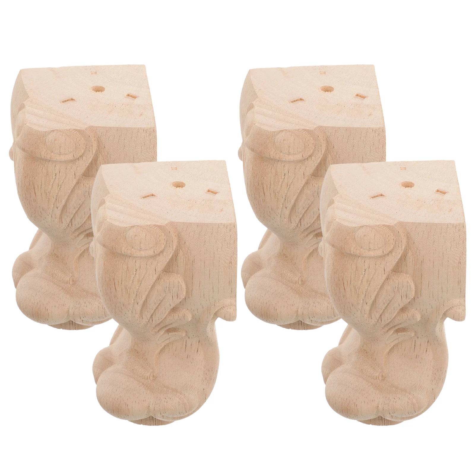 

4pcs Solid Wood Furniture Legs Carved European Style Replacement Sofa Feet Table Chair Leg Durable Wooden Base For Dresser Couch