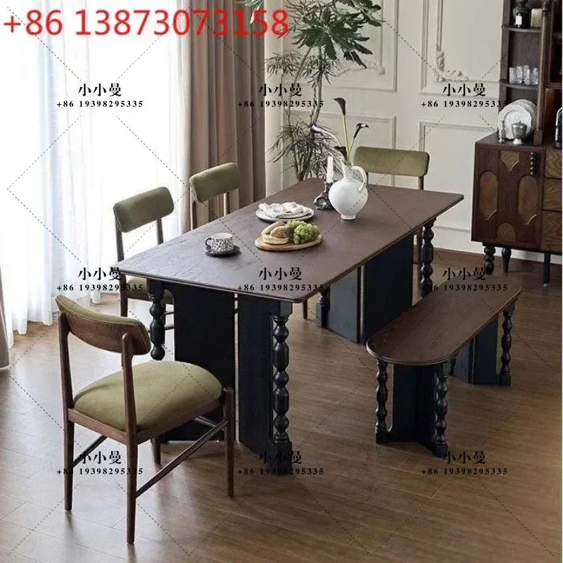 French Solid Wood Multifunctional Workbench Restaurant French Retro Dining Table
