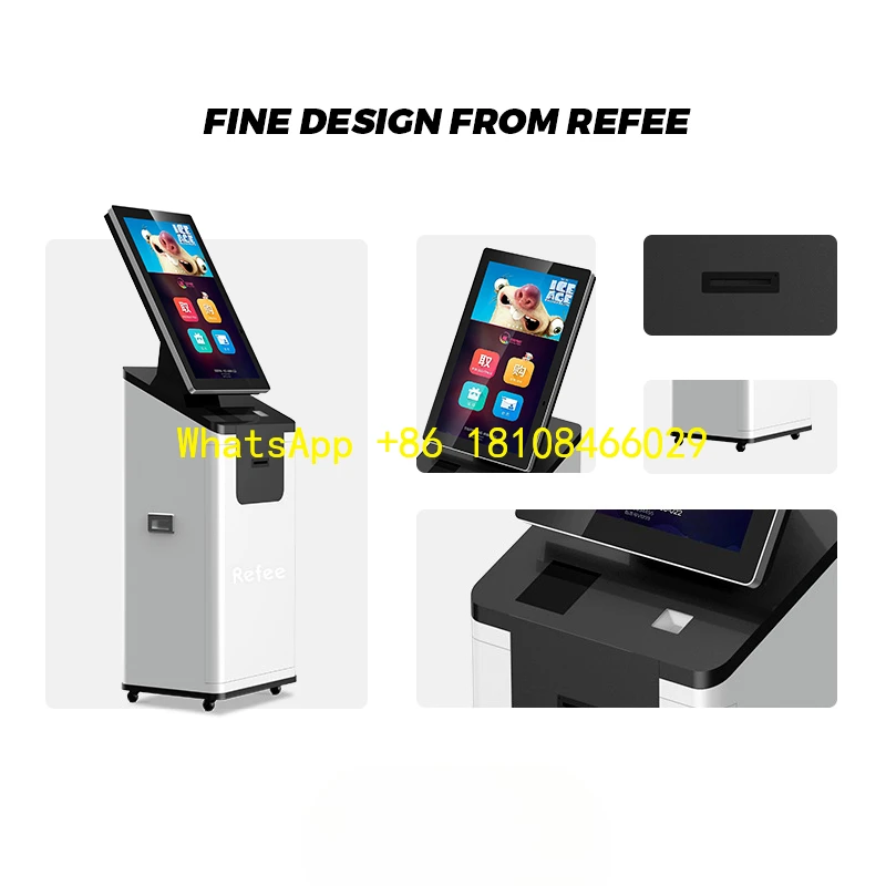 Touch Screen 23.8/32inch Floor Standing Auto SDK Smart Self-service Ordering Payment Machine Printer Scanner Kiosk Capacitive