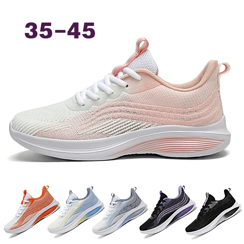 

Всесезонные дышащие кроссовки из трикотажной ткани для женщин и мужчин, легкие повседневные спортивные туфли с мягкой подошвой